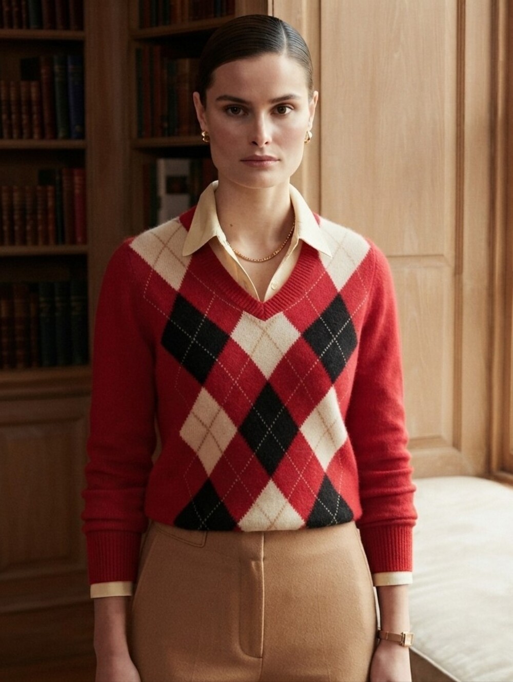 Izod Golf Diamond Arglye Knit Sweater Size S    Vintage 90s Preppy Ivy League